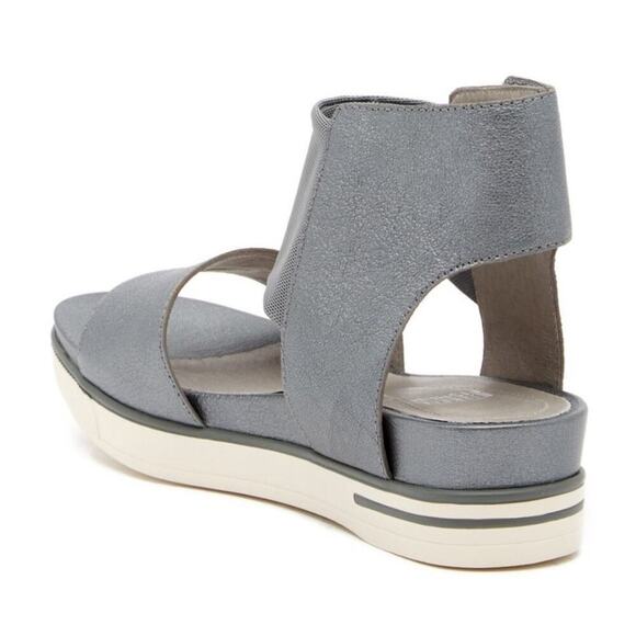 Eileen Fisher Spree Sport Platform Sandal Gray Silver Size 8.5 Leather Upper - Picture 2 of 13